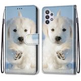 Peňaženkové kožené puzdro na Samsung Galaxy A32 5G – Snow Puppy