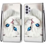 Peňaženkové kožené puzdro na Samsung Galaxy A32 5G – White Kitten