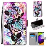 Peňaženkové kožené puzdro na Samsung Galaxy A52 5G / A52s 5G - Color Bottom Hollow Flower