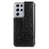 Peňaženkové kožené MANDALA puzdro na Samsung Galaxy S21 Ultra 5G - Čierna