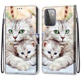 Peňaženkové kožené puzdro na Samsung Galaxy A72 5G - Big Cat Holding Kitten