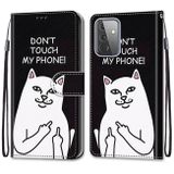 Peňaženkové kožené puzdro na Samsung Galaxy A72 5G - Middle Finger White Cat