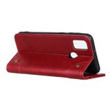 Peňaženkové kožené puzdro Copper Buckle na Moto G10/G20/G30 - Vínová červená