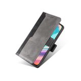 Retro textúra Kontrastná farba Bočná pracka Horizontálne flipové kožené puzdro s držiakom a sloty na karty a peňaženkou pre Samsung Galaxy A20s-Čierna