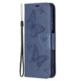 Peňaženkové kožené puzdro Two Butterflies na Xiaomi Redmi Note 10/10S - Tmavo modrá