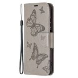Peňaženkové kožené puzdro Two Butterflies na Xiaomi Redmi Note 10/10S - Sivá