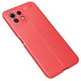 Gumený kryt Litchi na Xiaomi Mi 11 Lite - Červená