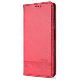 Peňaženkové kožené puzdro AZNS Calf na Xiaomi Redmi Note 10/10S - Červená