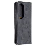 Peňaženkové kožené puzdro RHOMBUS na Huawei P50 Pro – Čierna