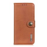 Peňaženkové kožené puzdro KHAZNEH Hovädzia koža na Xiaomi Redmi Note 10 5G - Hnedá