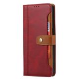 Peňaženkové kožené puzdro Calf Fold na Xiaomi Redmi Note 10/10S - Červená