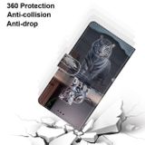 Peňaženkové kožené puzdro DRAWING na Xiaomi Redmi Note 10 5G - Cat Becomes Tiger