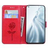 Peňaženkové kožené puzdro ROSES na Xiaomi Mi 11 Lite - Červená