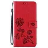 Peňaženkové kožené puzdro ROSE na Xiaomi Redmi Note 10 Pro - Červená