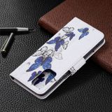 Peňaženkové kožené puzdro DRAWING na Xiaomi Redmi Note 10 Pro - Blue Butterflies