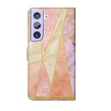 Peňaženkové kožené puzdro MARBLE na Samsung Galaxy S21 Plus 5G - Ružovofialová