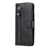 Peňaženkové kožené puzdro Calf Zipper na Xiaomi Redmi Note 10/10S - Čierna