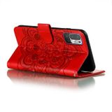 Peňaženkové kožené puzdro MANDALA na Xiaomi Redmi Note 10 5G - Červená