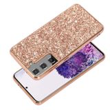 Gumený Glitter kryt na Samsung Galaxy S21 FE - Ružovozlatá