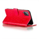 Peňaženkové kožené puzdro FLOWER na Samsung Galaxy A22 4G - Červená