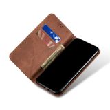 Peňaženkové kožené puzdro Denim Texture na Xiaomi Redmi Note 10/10S - Hnedá