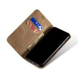 Peňaženkové kožené puzdro Denim Texture na Xiaomi Redmi Note 10/10S - Khaki
