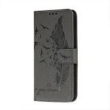 Peňaženkové kožené puzdro LITCHI na Samsung Galaxy A22 4G - Šedá