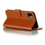 Peňaženkové kožené puzdro LITCHI na Samsung Galaxy A22 5G - Hnedá