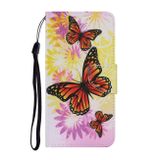 Peňaženkové kožené puzdro DRAWING na Samsung Galaxy A22 4G - Chrysanthemum Butterfly