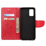 Peňaženkové kožené puzdro BUTTERFLY na Xiaomi Redmi Note 10 5G - Červená
