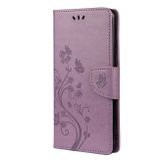 Peňaženkové kožené puzdro Butterfly Flower na Xiaomi Redmi Note 10/10S - Svetlo fialová