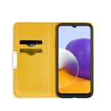 Peňaženkové kožené puzdro LITCHI na Samsung Galaxy A22 5G - Žltá