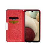 Peňaženkové kožené puzdro LITCHI na Samsung Galaxy A22 4G - Červená