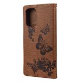 Peňaženkové kožené puzdro Butterflies na Xiaomi Redmi Note 10/10S - Hnedá