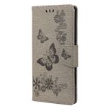 Peňaženkové kožené puzdro Butterflies na Xiaomi Redmi Note 10/10S - Sivá