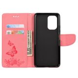 Peňaženkové kožené puzdro Butterflies na Xiaomi Redmi Note 10/10S - Ružová