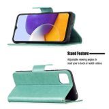 Peňaženkové kožené puzdro BUTTERFLIES na Samsung Galaxy A22 5G - Zelená