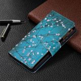 Peňaženkové kožené puzdro DRAWING na Samsung Galaxy A22 5G - Plum Blossom