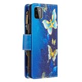 Peňaženkové kožené puzdro DRAWING na Samsung Galaxy A22 5G - Gold Butterfly