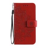 Peňaženkové kožené puzdro FLOWERS na Oppo A54 5G - Červená