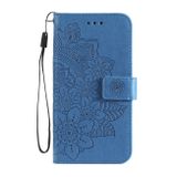 Peňaženkové kožené puzdro 7-petals na Xiaomi Redmi Note 10/10S - Modrá