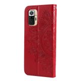 Peňaženkové kožené puzdro 7-petals na Xiaomi Redmi Note 10/10S - Červená