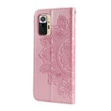 Peňaženkové kožené puzdro 7-petals na Xiaomi Redmi Note 10/10S - Ružovo zlatá