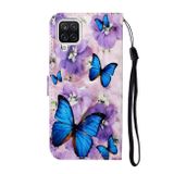 Peňaženkové kožené puzdro OIL na Samsung Galaxy A22 4G - Purple Flower Butterfly