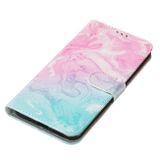 Peňaženkové kožené puzdro DRAWING na Samsung Galaxy A22 5G - Pink Green Marble