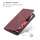 Peňaženkové kožené puzdro CaseMe na Samsung Galaxy A22 5G - Wine Red
