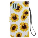 Peňaženkové kožené puzdro PAINTED na Samsung Galaxy A22 5G - Sunflower