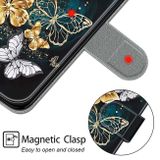 Peňaženkové kožené puzdro Voltage na Xiaomi Redmi Note 10/10S - Gold Silver Flying Butterflies