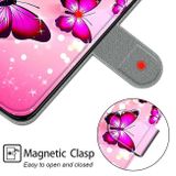 Peňaženkové kožené puzdro DRAWING na Xiaomi Redmi Note 9 - Gradient Pink Flying Butterflies