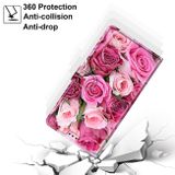 Peňaženkové kožené puzdro DRAWING na Xiaomi Redmi Note 9 - Green Leaf Pink Rose